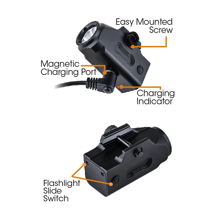 Mini LED USB Rechargeable 600 Lm Gun Flashlight